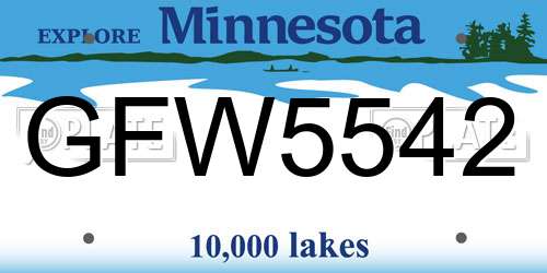 GFW5542 Minnesota License Plate