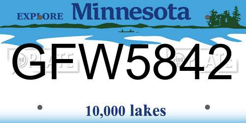 GFW5842 Minnesota License Plate