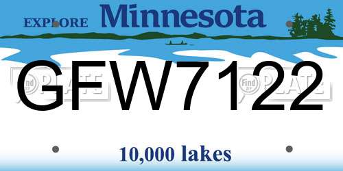 GFW7122 Minnesota License Plate