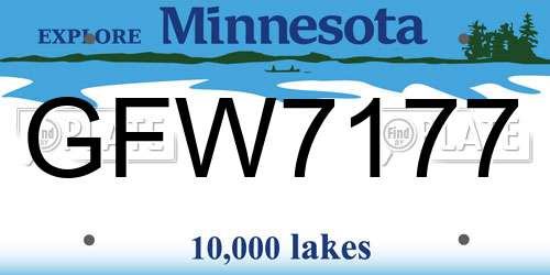 GFW7177 Minnesota License Plate