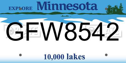 GFW8542 Minnesota License Plate