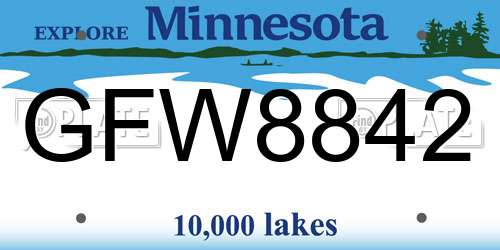 GFW8842 Minnesota License Plate