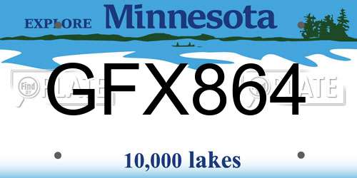 GFX864 Minnesota License Plate