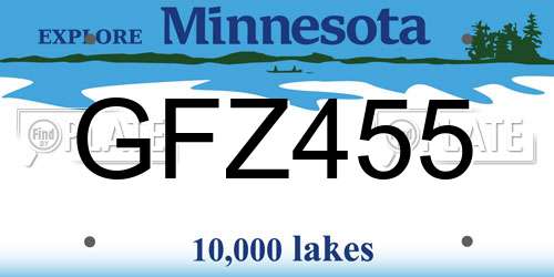 GFZ455 Minnesota License Plate