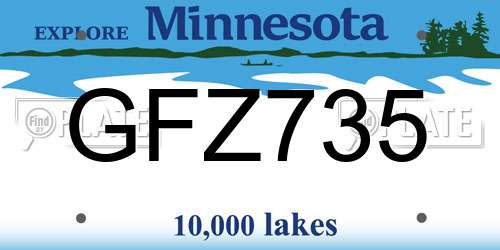 GFZ735 Minnesota License Plate