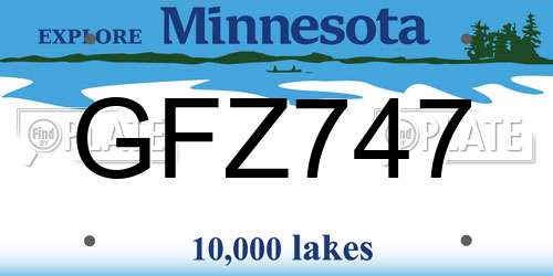 GFZ747 Minnesota License Plate