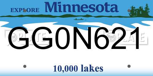 GG0N621 Minnesota License Plate