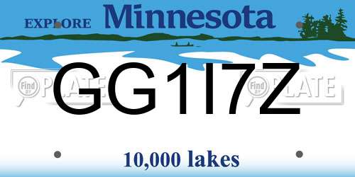 GG1I7Z Minnesota License Plate