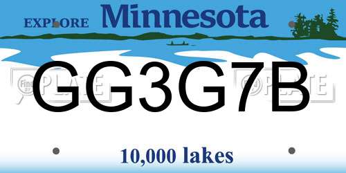 GG3G7B Minnesota License Plate