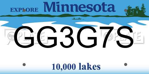 GG3G7S Minnesota License Plate