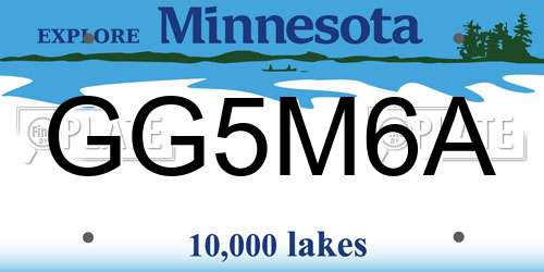 GG5M6A Minnesota License Plate