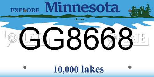 GG8668 Minnesota License Plate