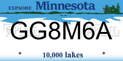 GG8M6A Minnesota License Plate