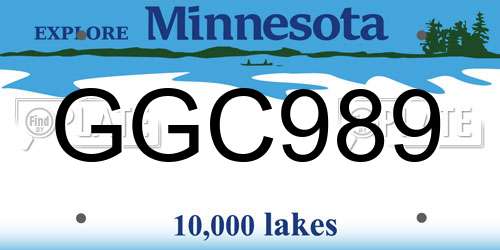 GGC989 Minnesota License Plate