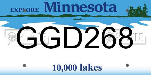 GGD268 Minnesota License Plate