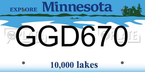 GGD670 Minnesota License Plate