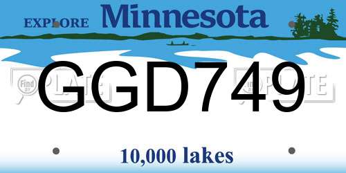GGD749 Minnesota License Plate