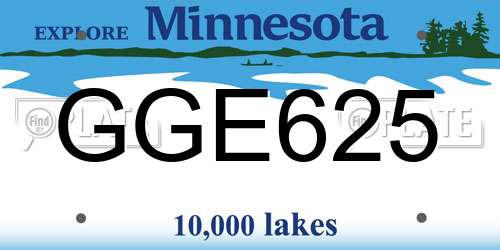 GGE625 Minnesota License Plate