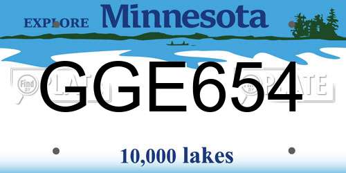 GGE654 Minnesota License Plate