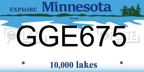 GGE675 Minnesota License Plate