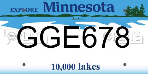 GGE678 Minnesota License Plate
