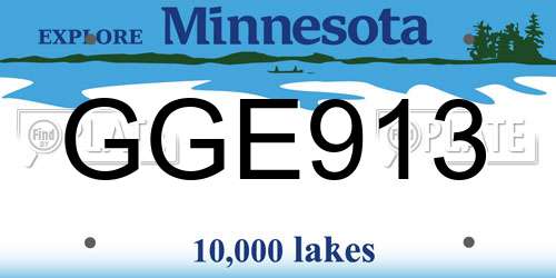 GGE913 Minnesota License Plate