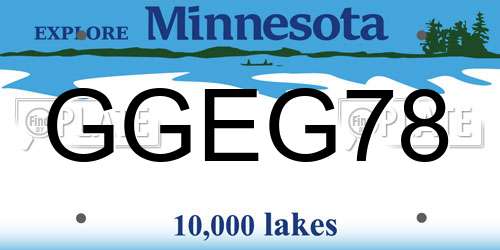 GGEG78 Minnesota License Plate