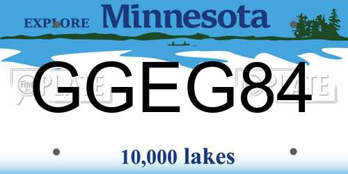 GGEG84 Minnesota License Plate