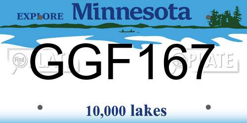 GGF167 Minnesota License Plate