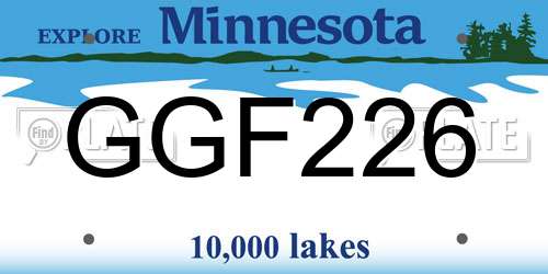 GGF226 Minnesota License Plate
