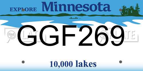 GGF269 Minnesota License Plate
