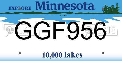 GGF956 Minnesota License Plate