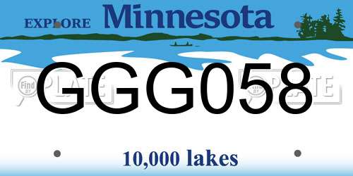 GGG058 Minnesota License Plate