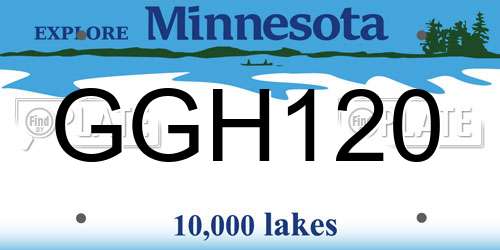 GGH120 Minnesota License Plate