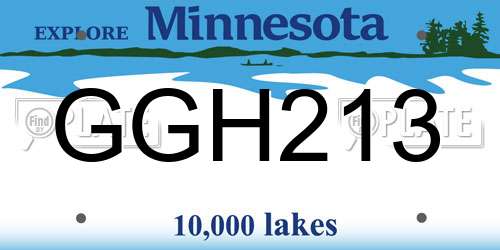 GGH213 Minnesota License Plate