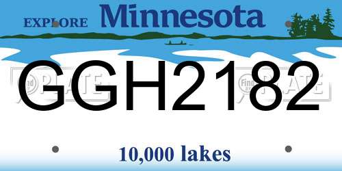 GGH2182 Minnesota License Plate