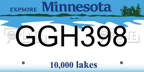 GGH398 Minnesota License Plate