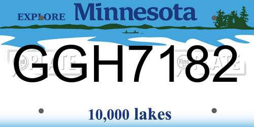 GGH7182 Minnesota License Plate