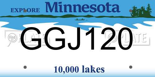 GGJ120 Minnesota License Plate