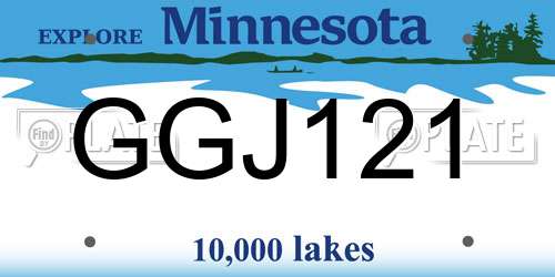GGJ121 Minnesota License Plate