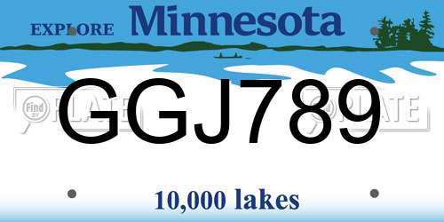 GGJ789 Minnesota License Plate