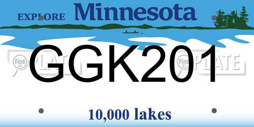 GGK201 Minnesota License Plate