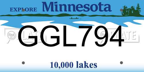 GGL794 Minnesota License Plate