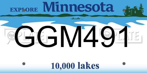 GGM491 Minnesota License Plate