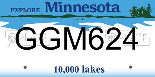 GGM624 Minnesota License Plate