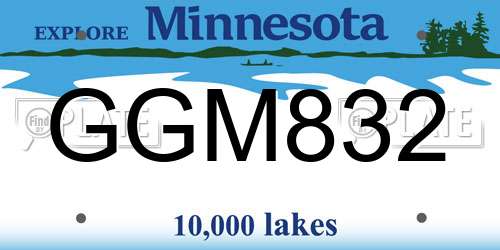 GGM832 Minnesota License Plate