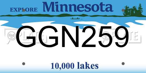 GGN259 Minnesota License Plate