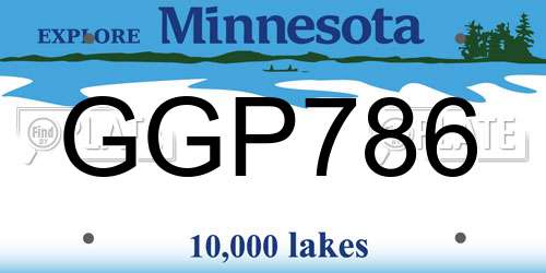 GGP786 Minnesota License Plate