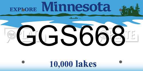 GGS668 Minnesota License Plate