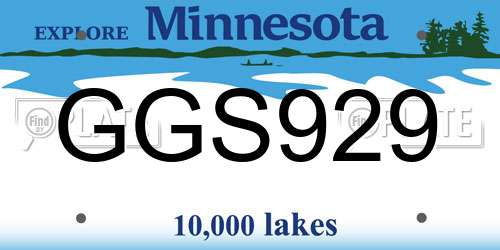 GGS929 Minnesota License Plate